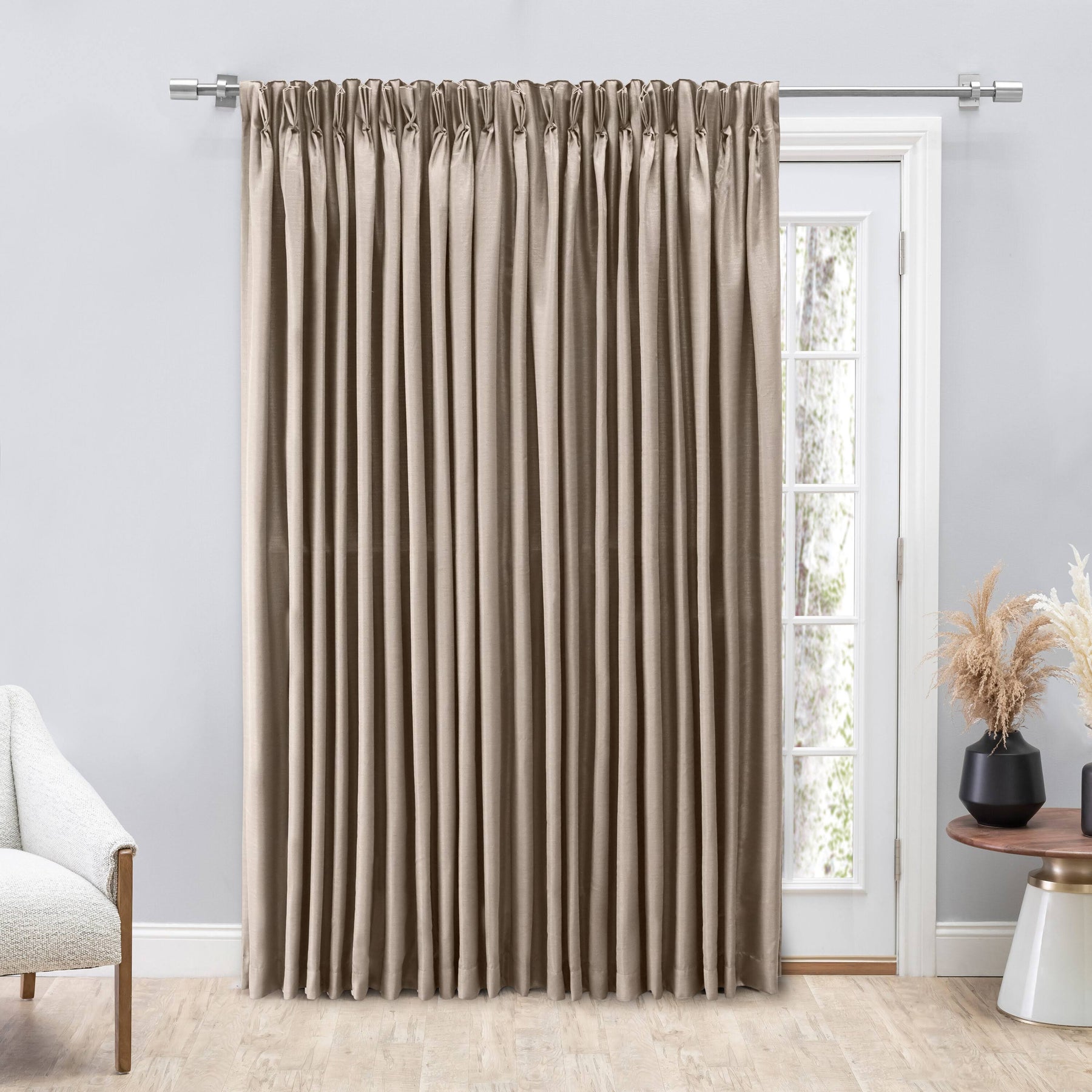 Ricardo Grasscloth 2/Way Pinch Pleated w/Back Tabs Patio Panel 100X96 Parchment