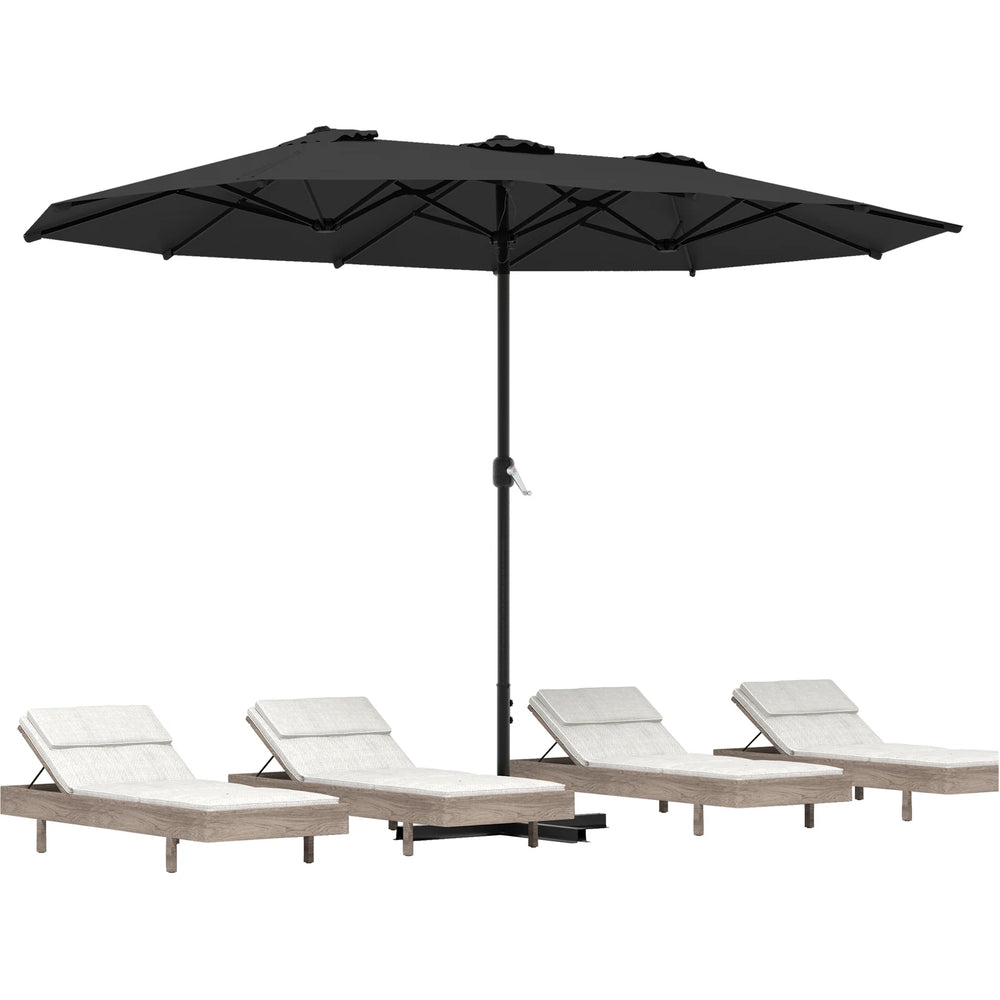 AECOJOY 15x9ft Double-Sided Patio Umbrella, Black
